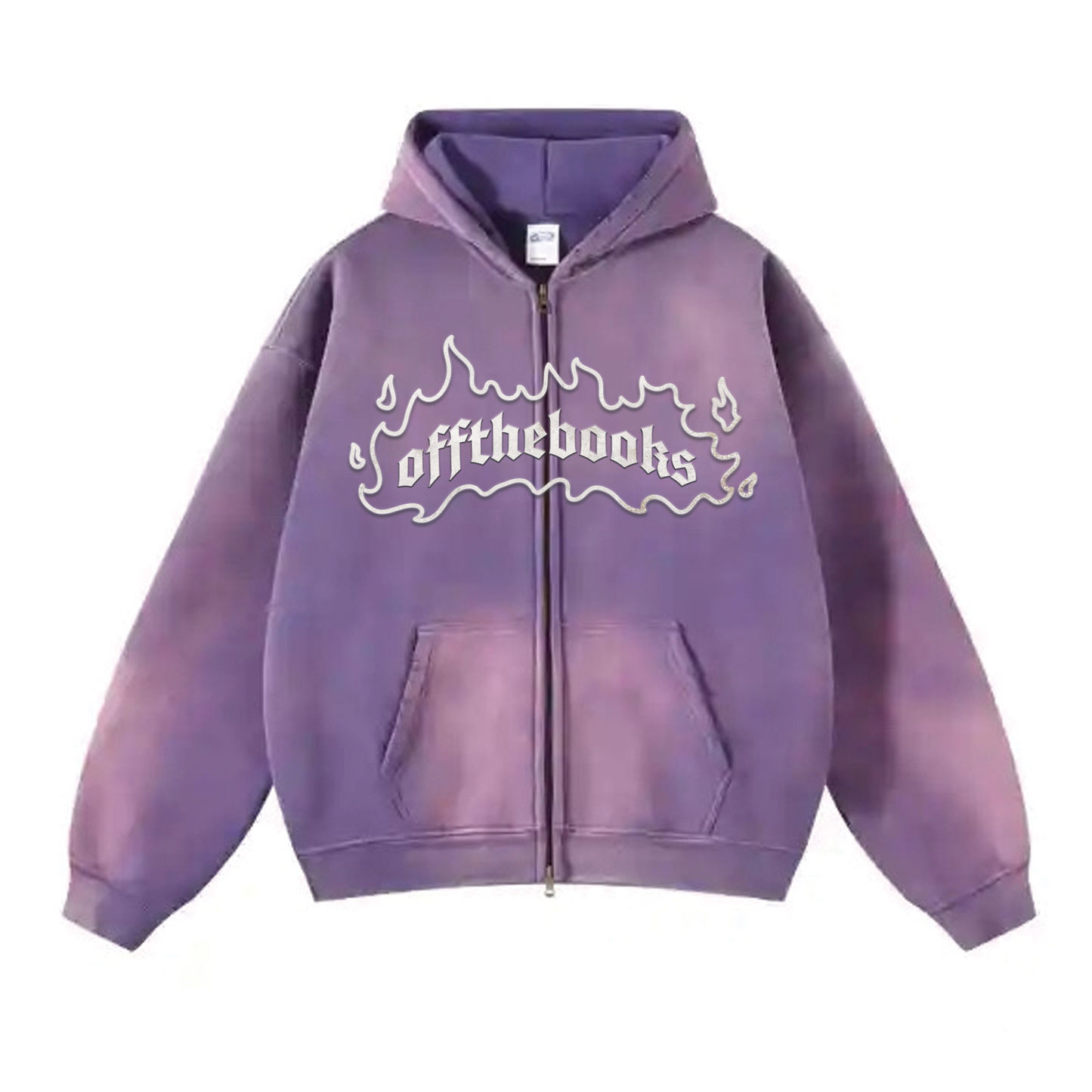 On Fire Double Zip Hoodie - Faded Purple