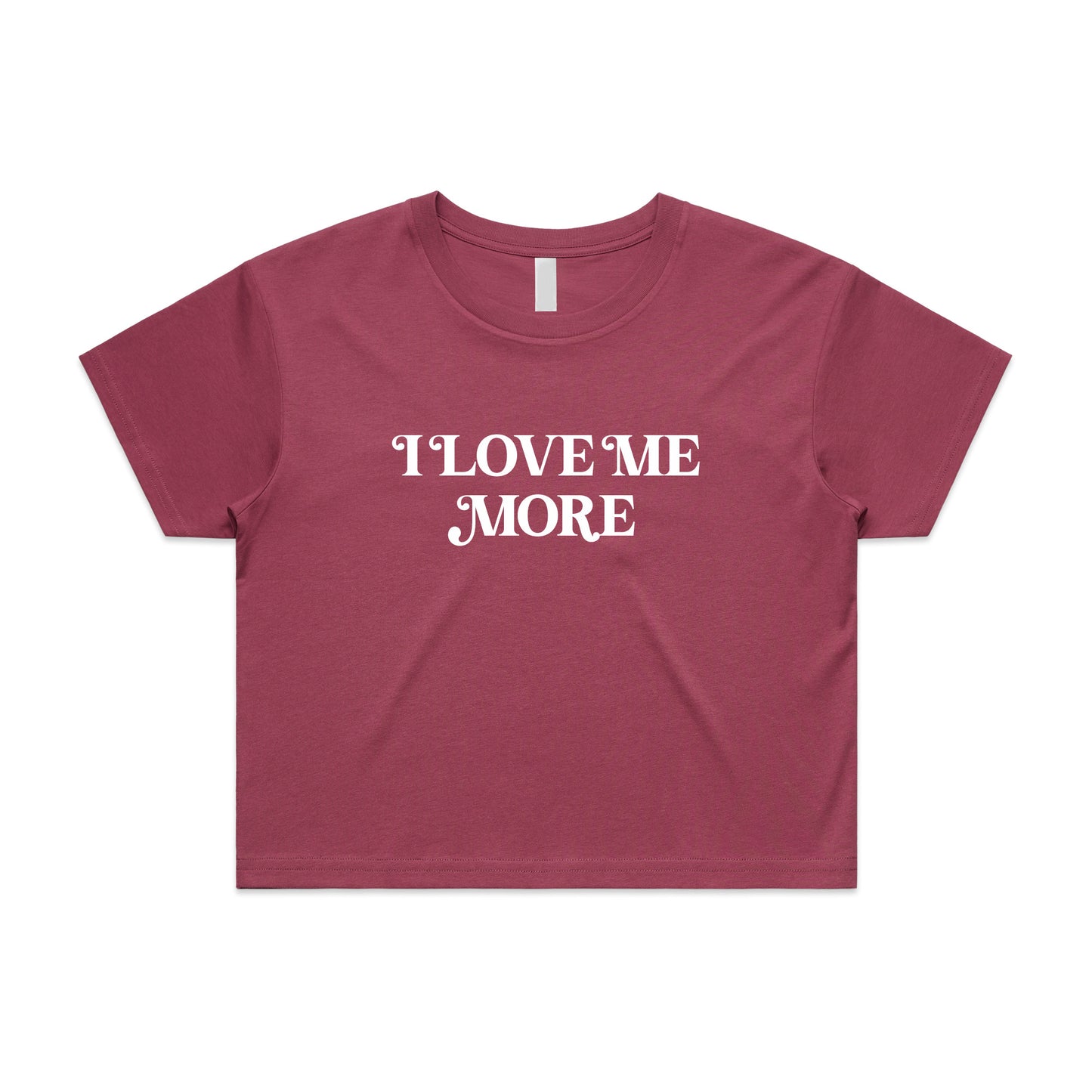 "I Love Me More" Crop Tee - Berry