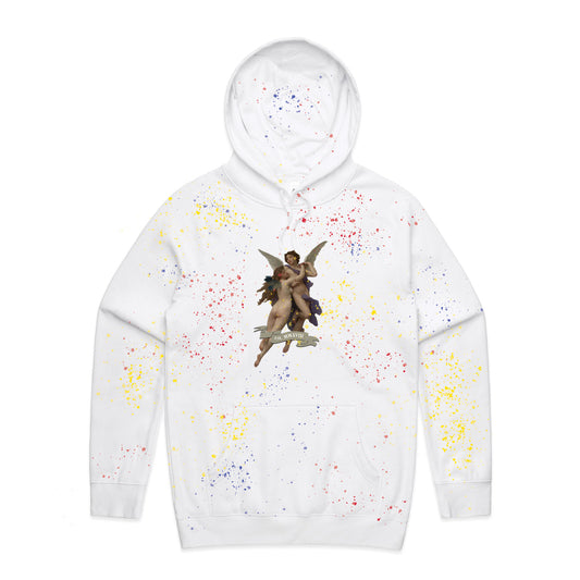 Carried By Angels Hoodie - Paint Splattered White